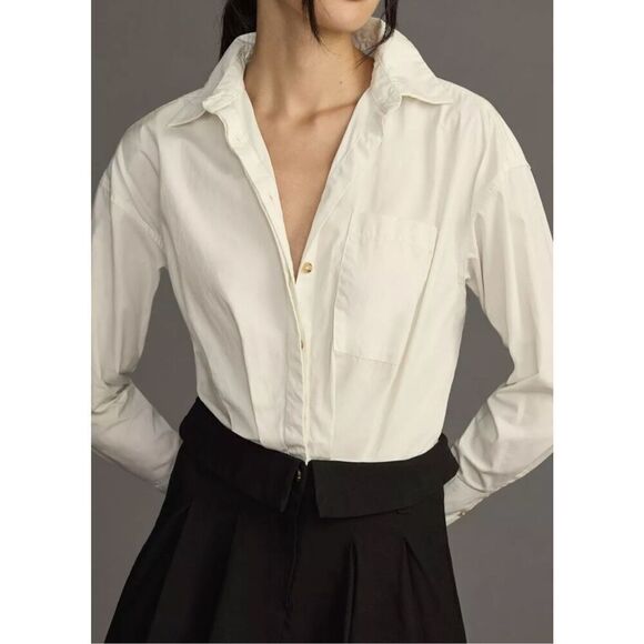 By Anthropologie Twofer Buttondown Shirt Dress Size XS $160 NWT - Picture 3 of 8